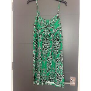 INC International Concepts Green Ikat Print Empire Waist Sun Dress XL Sleeveless